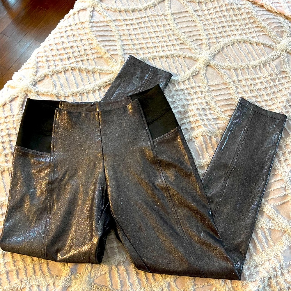 Metallic Silver Moto Leggings Sz Small